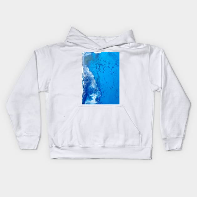 Aerial view ocean waves acrylic painting Kids Hoodie by LukjanovArt